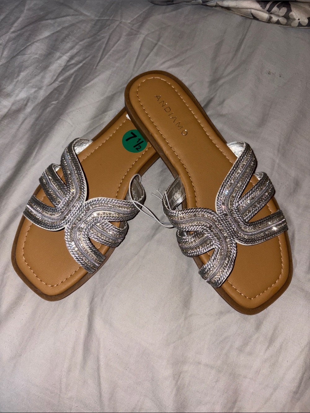 Andiamo Silver Braided Slide Sandals - Women's